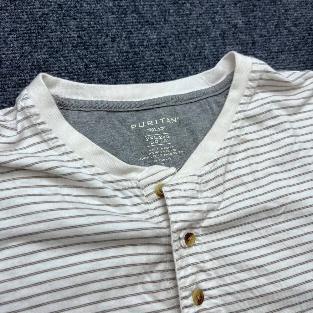 Puritan Henley Short Sleeve Casual Striped Arctic White Shirt P19C4008A